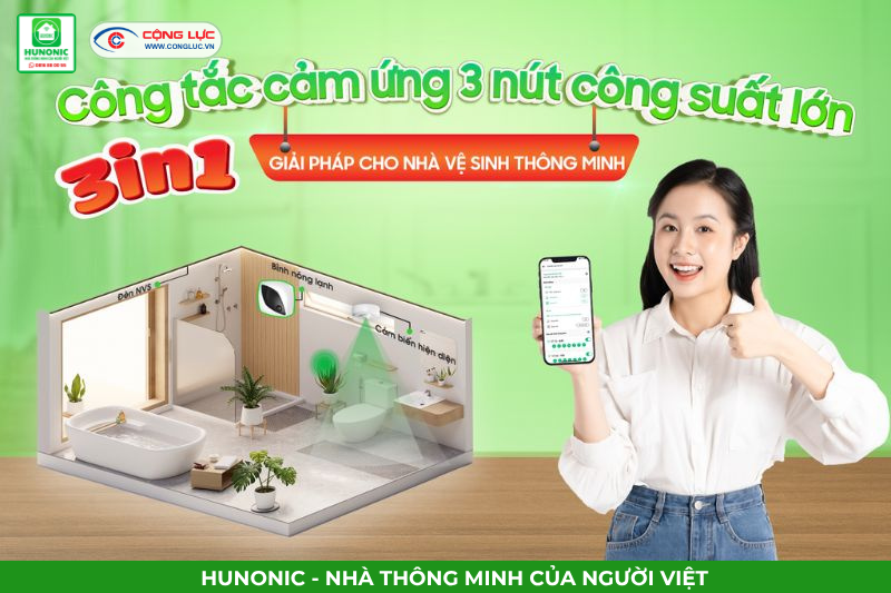 Cộng Lực bán công tắc cảm ứng BLE Hunonic Datic 3 nút CSL tại Hải Phòng